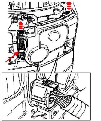 the scheme of fixing lights Land Rover Discovery III LR3 (2004-2009)